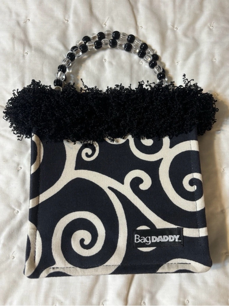Bagdaddy Black & White Mini Beaded Handle Bag New